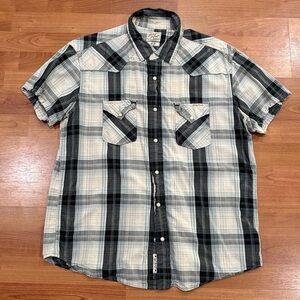 Lucky Brand Short Sleeve Pearl Snap Button Down
